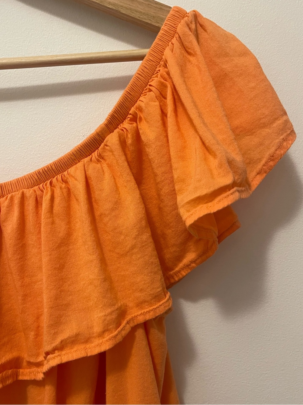 Orange Off-Shoulder Ruffle Tunic Top - Picture 3 of 7